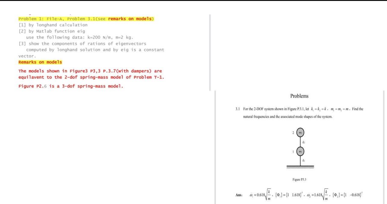 Problem 1: File-A, Problem 3.1(see remarks on models) [1] by longhand calculation