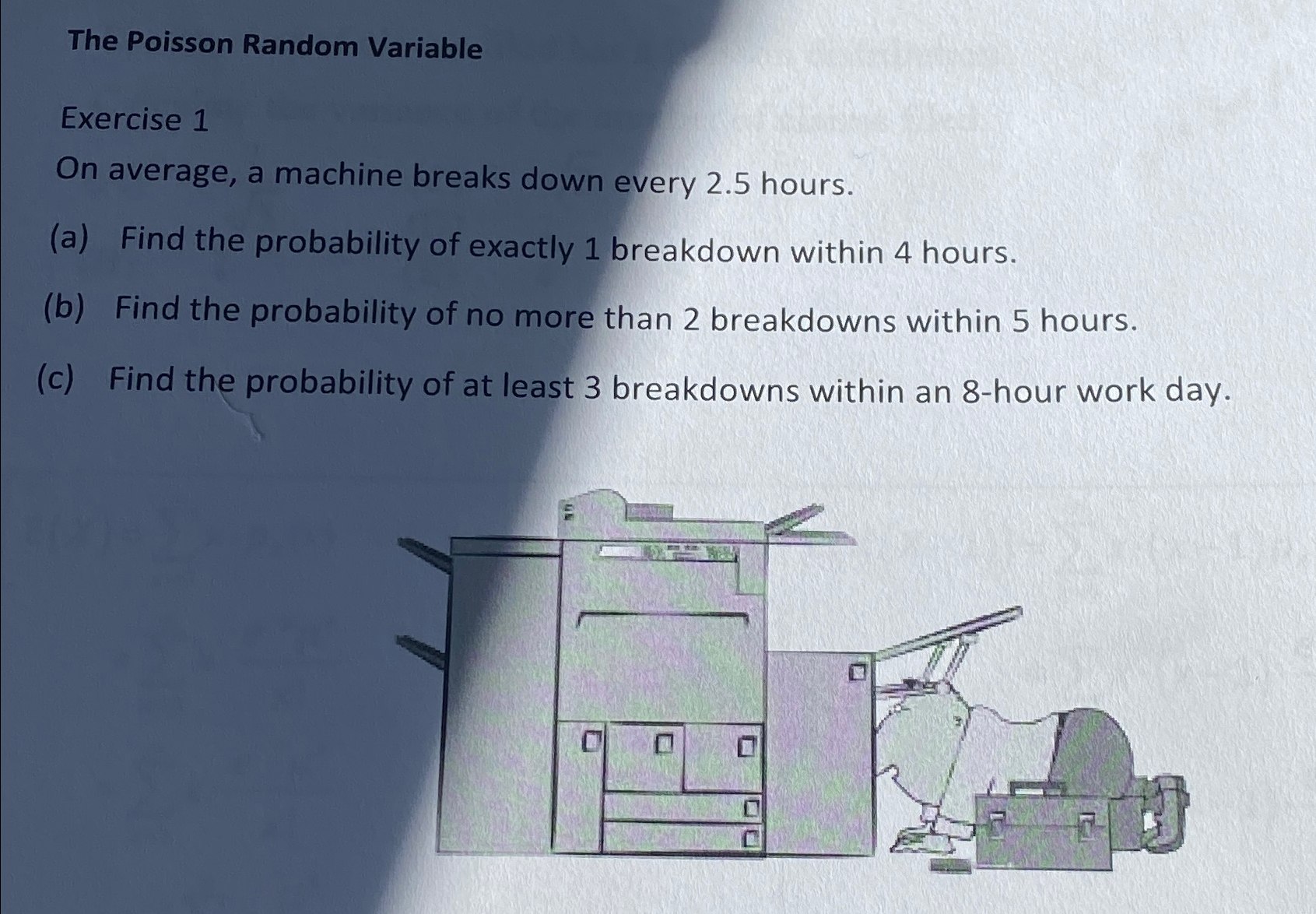 The Poisson Random Variable Exercise 1 On average, a machine breaks down