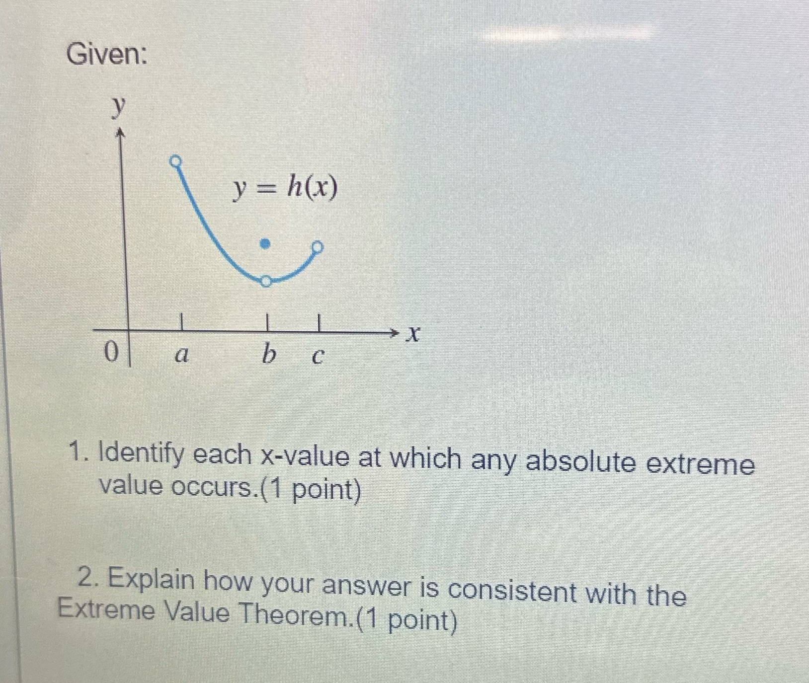 Given: y y = h(x) a b c X+ 1. Identify each