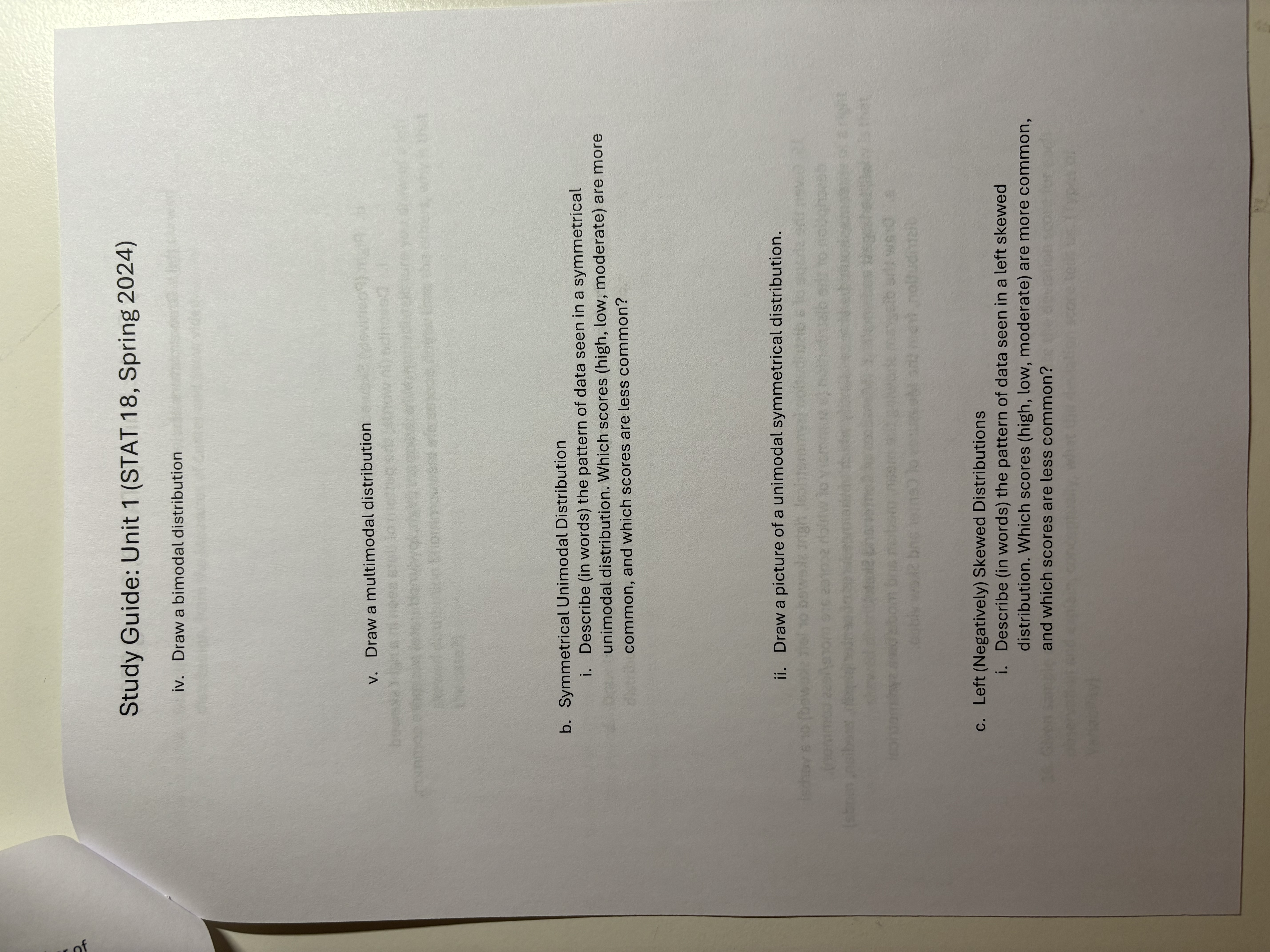 how 16. bes Study Guide: Unit 1 (STAT 18, Spring 2024) iv.