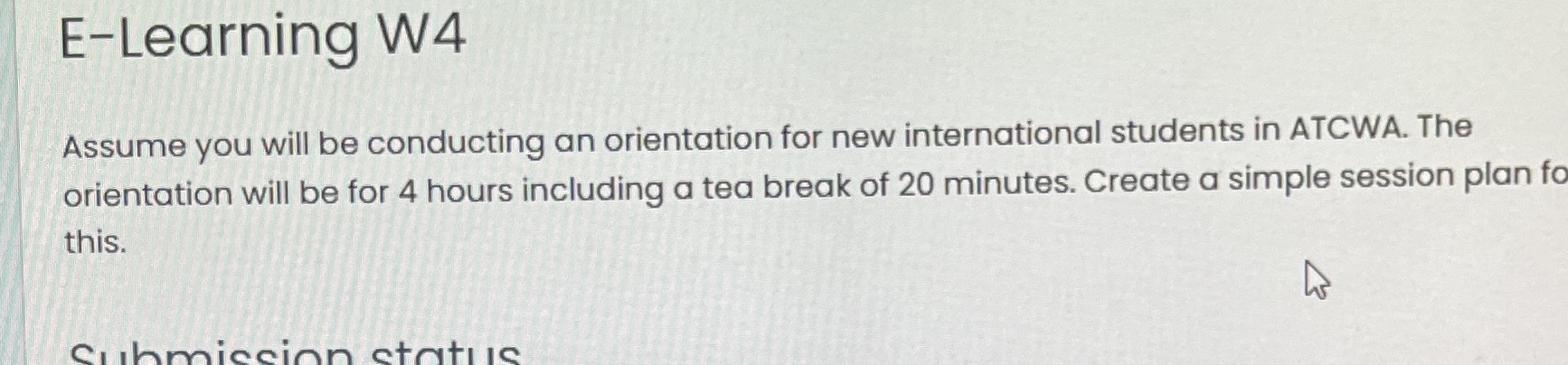 E-Learning W4 Assume you will be conducting an orientation for new international