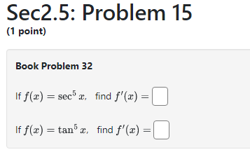 find '(x) = f f(x) = cot x, find f'(x) = Sec2.5: