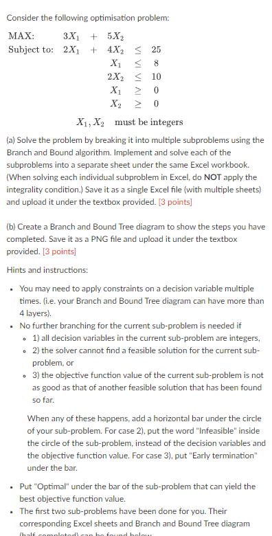 Consider the following optimisation problem: MAX: 3X15X2 Subject to: 2X1 + 4X2