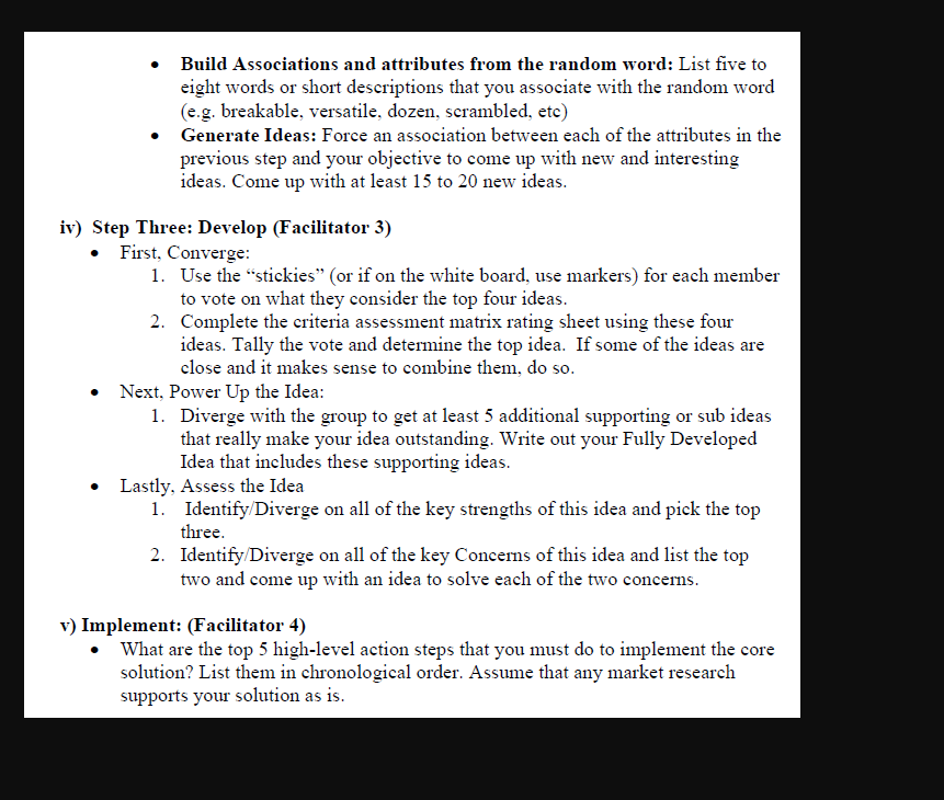 Build Associations and attributes from the random word: List five to eight