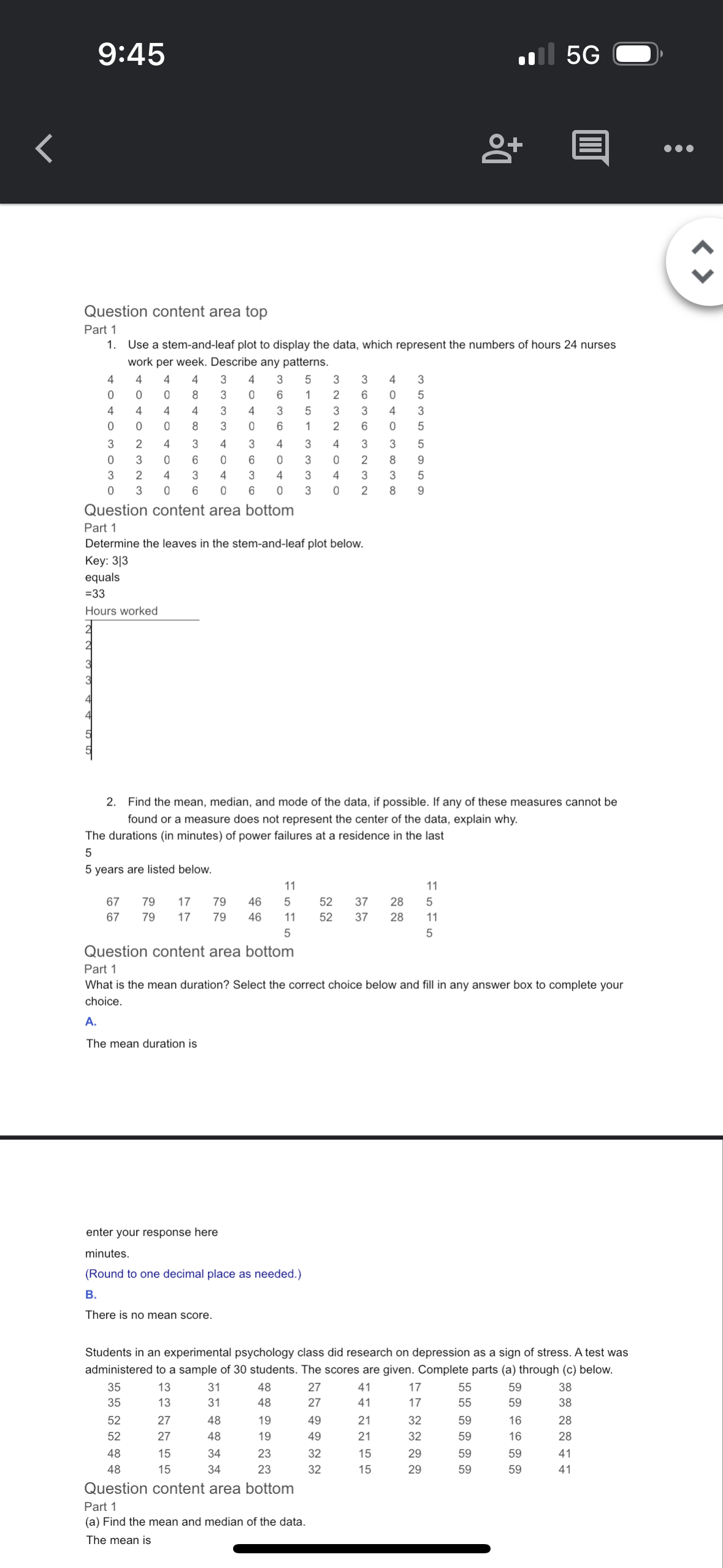 9:45 Il 5G +0 Question content area top Part 1 1. Use