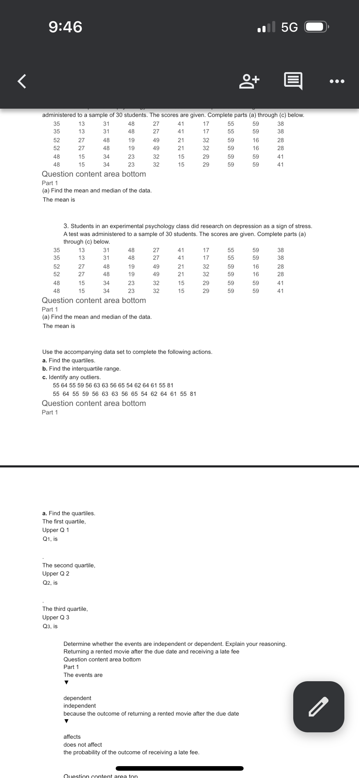 a stem-and-leaf plot to display the data, which represent the numbers of