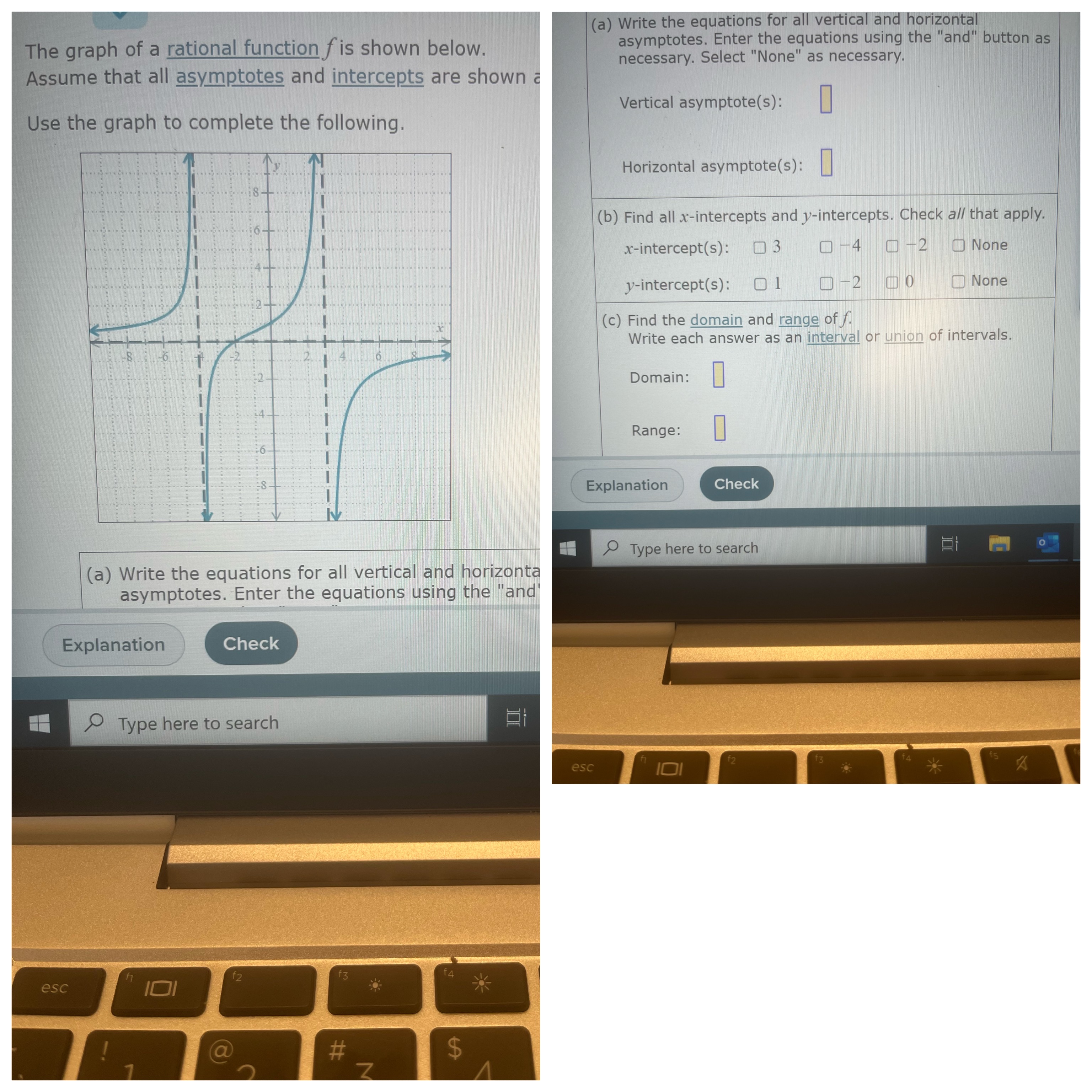 The graph of a rational function f is shown below. Assume that