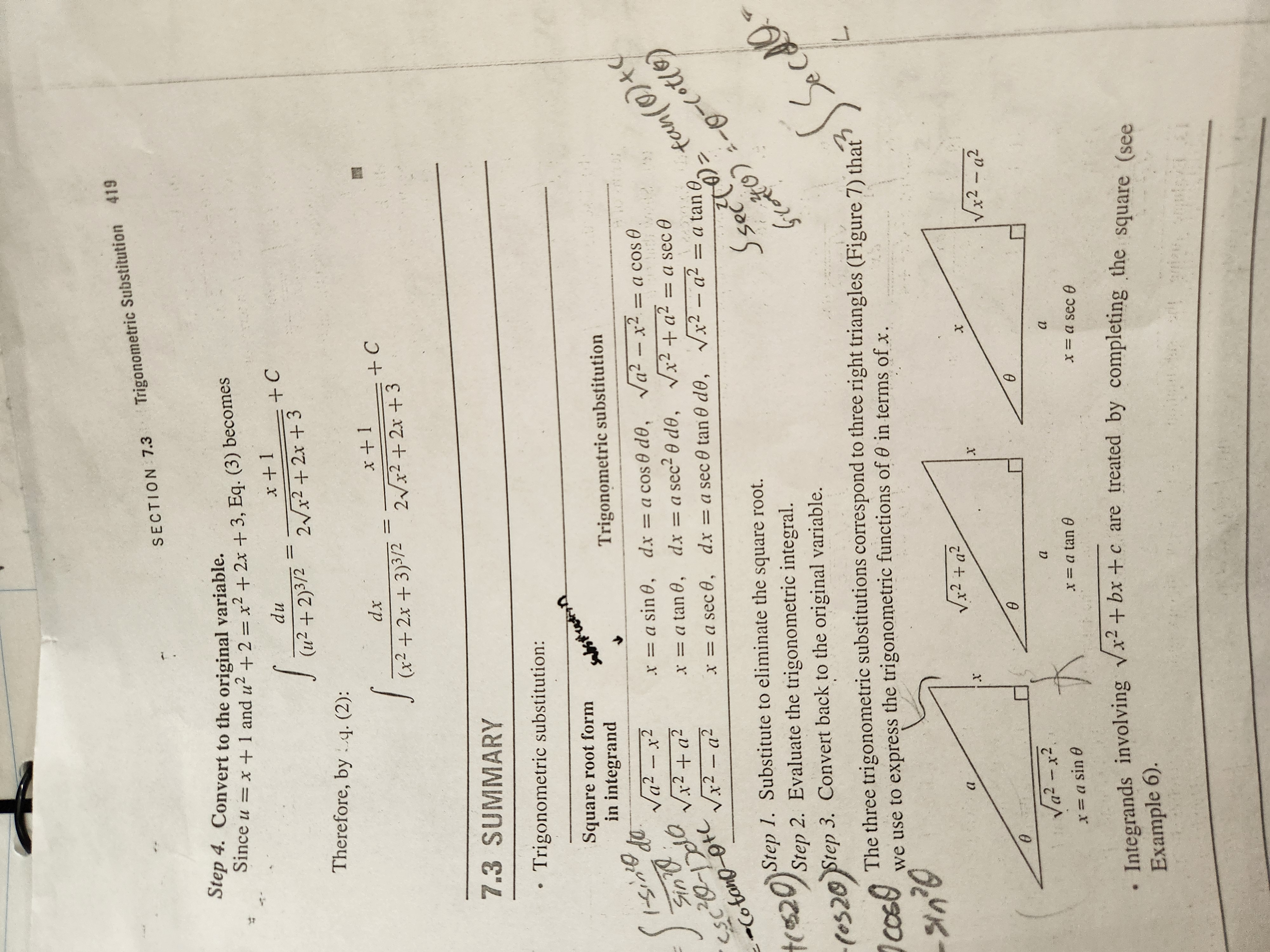 the sub so that and Va2 x2 x = a sin dxa