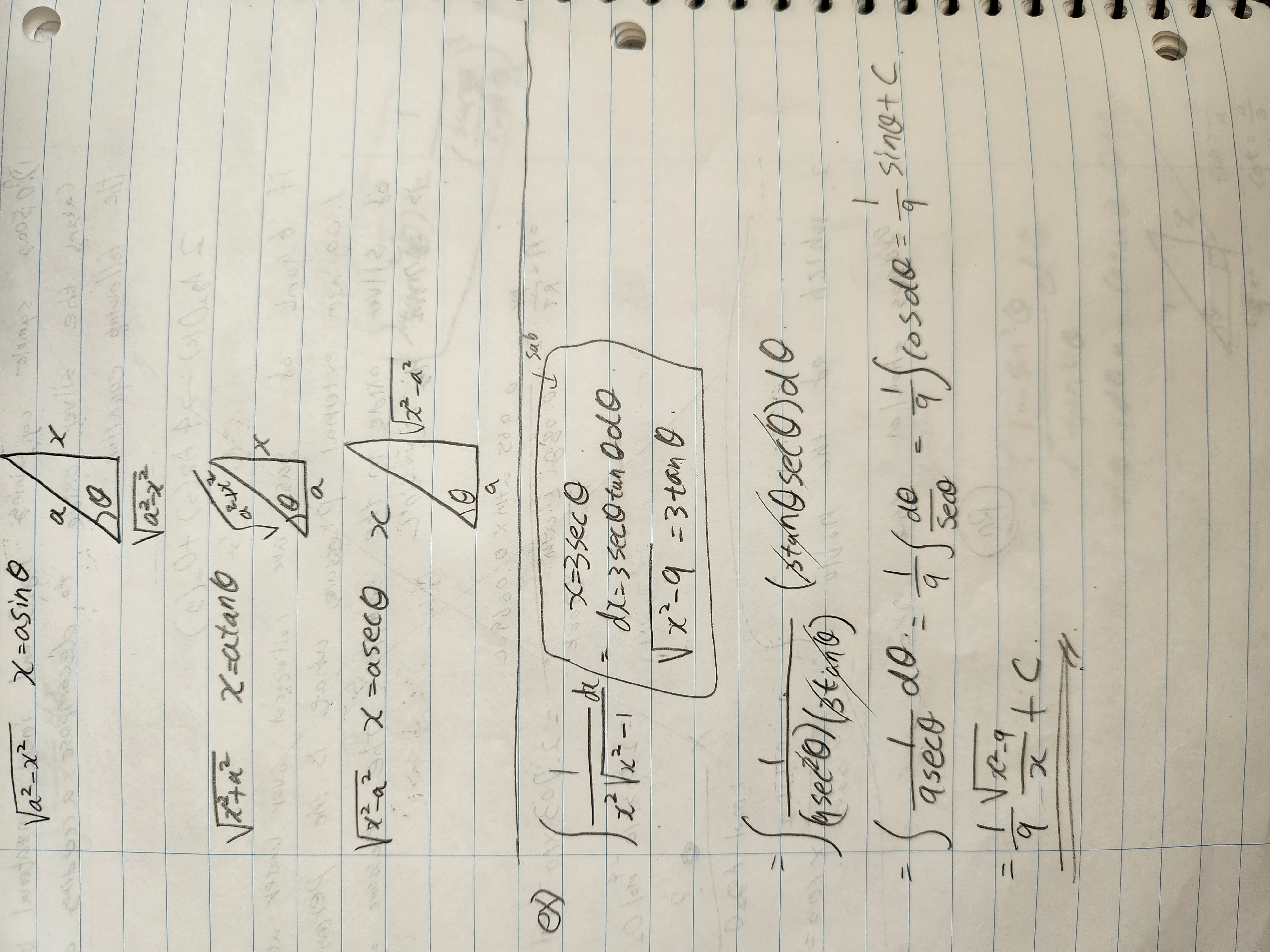 cose de - = a cos ax x = atan dx =