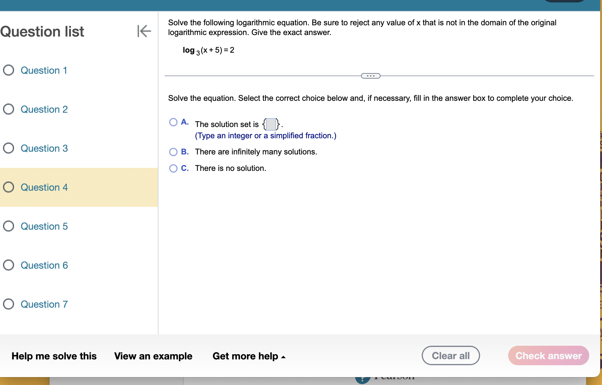 in terms of natural logarithms or common logarithms. Then, use a calculator