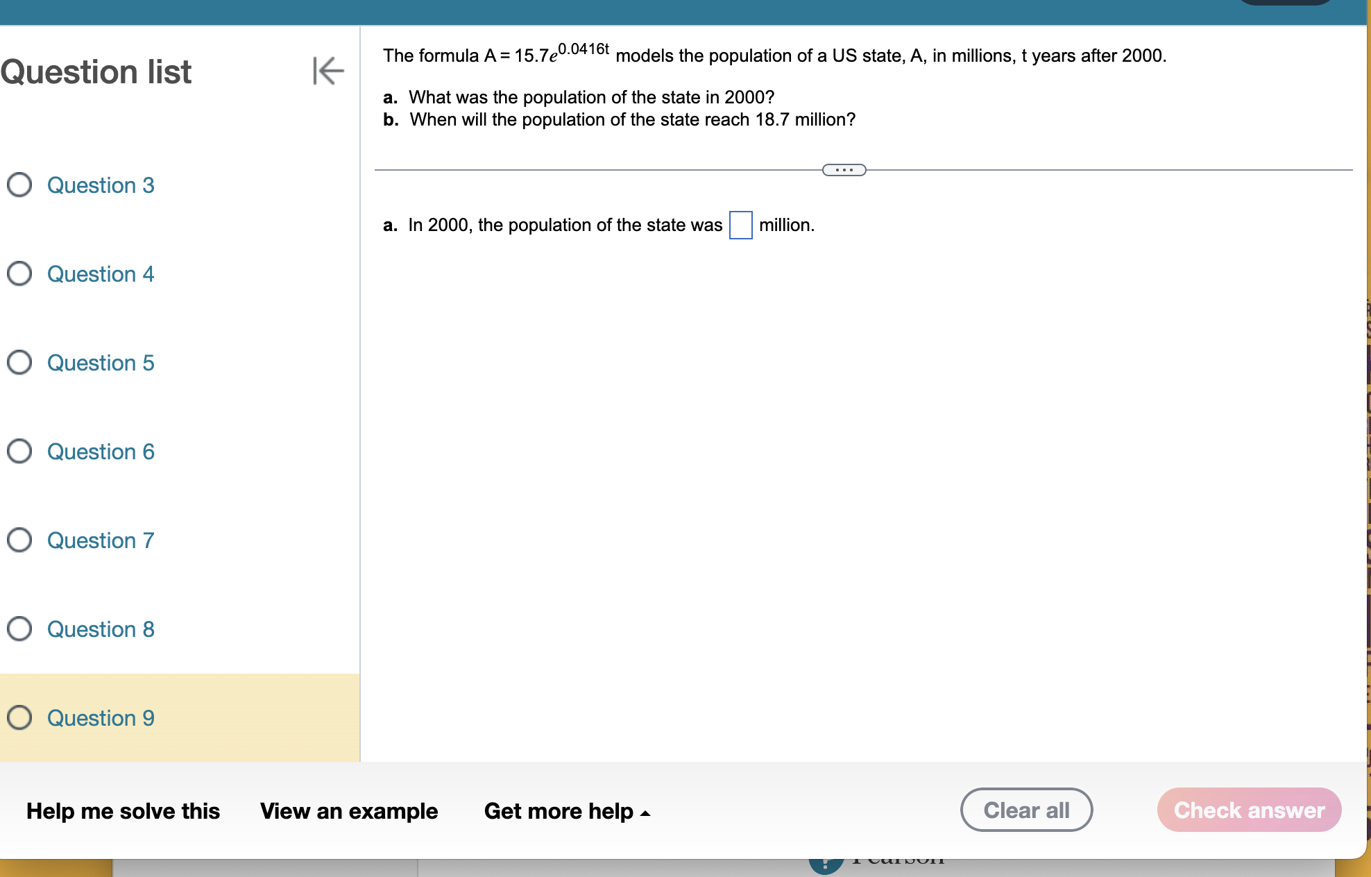 logarithm and log for common logarithm.) Question 3 Question 4 Question 5