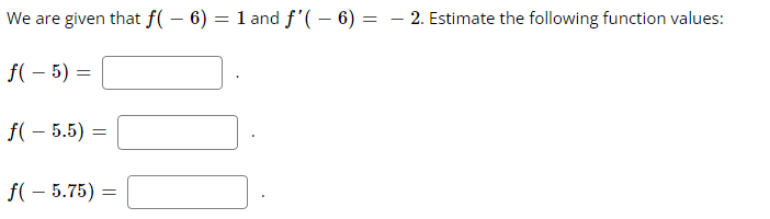 We are given that f( - 6) = 1 and f'( -