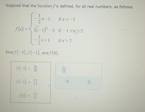 Suppose that the function is defined, for all real numbers, as follows.