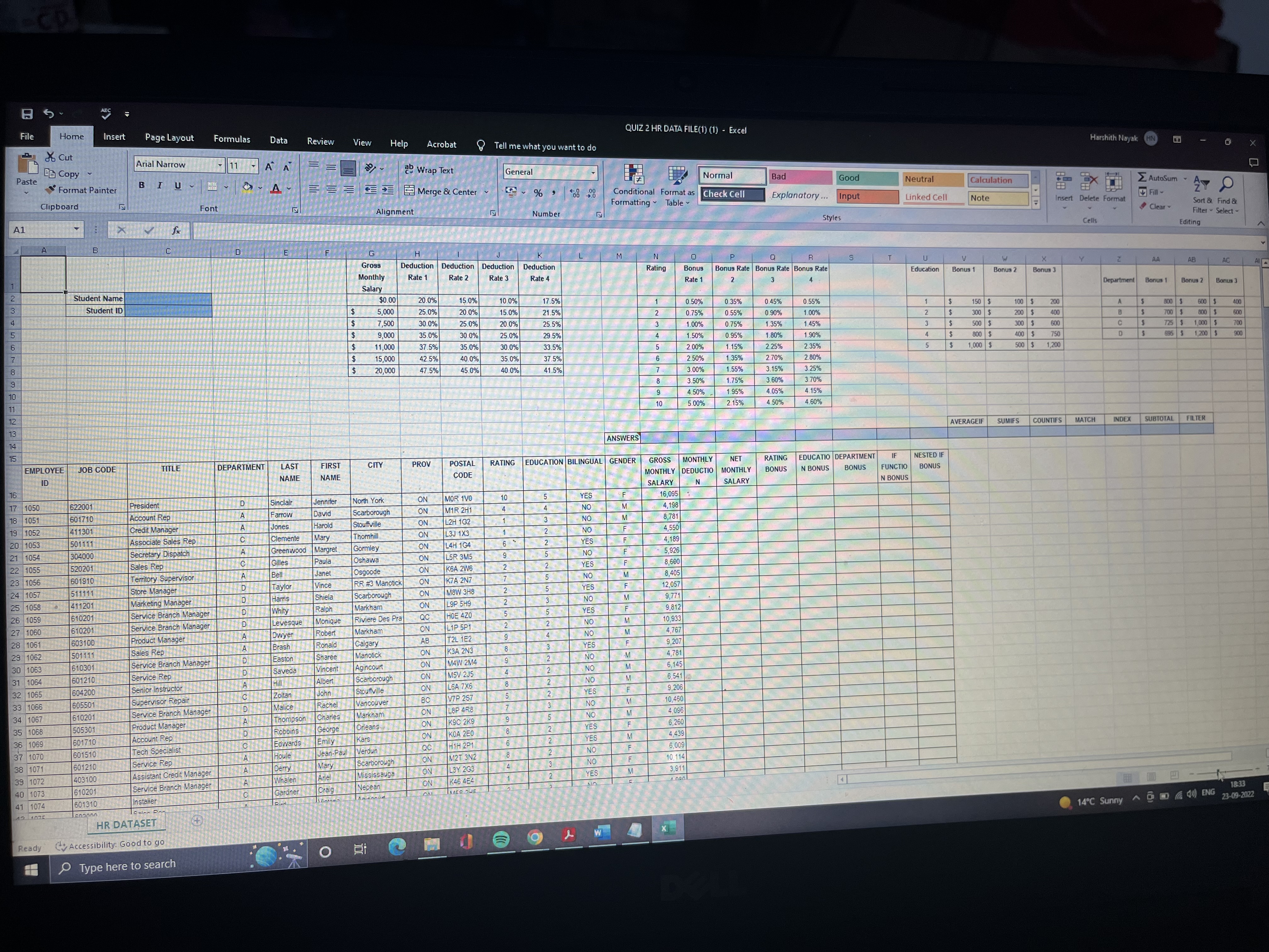 the appropriate function to answer: How many employees have a Net Monthly