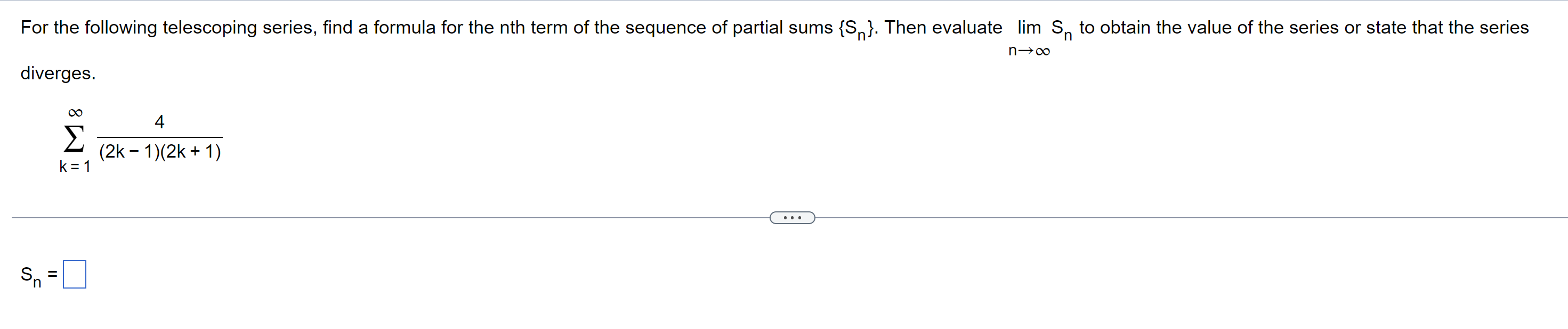 choice below. A. k = 1 B. The series diverges. - ?