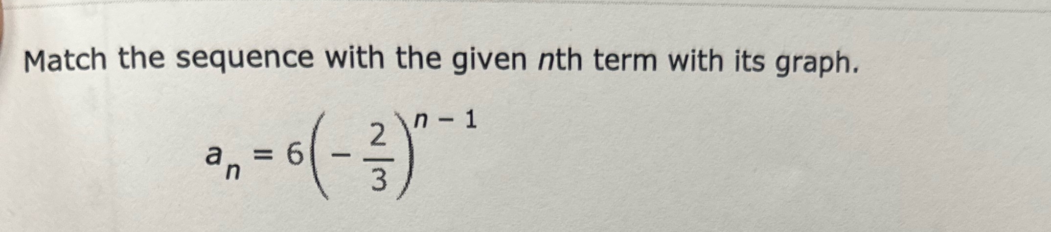 Match the sequence with the given nth term with its graph. 3-6
