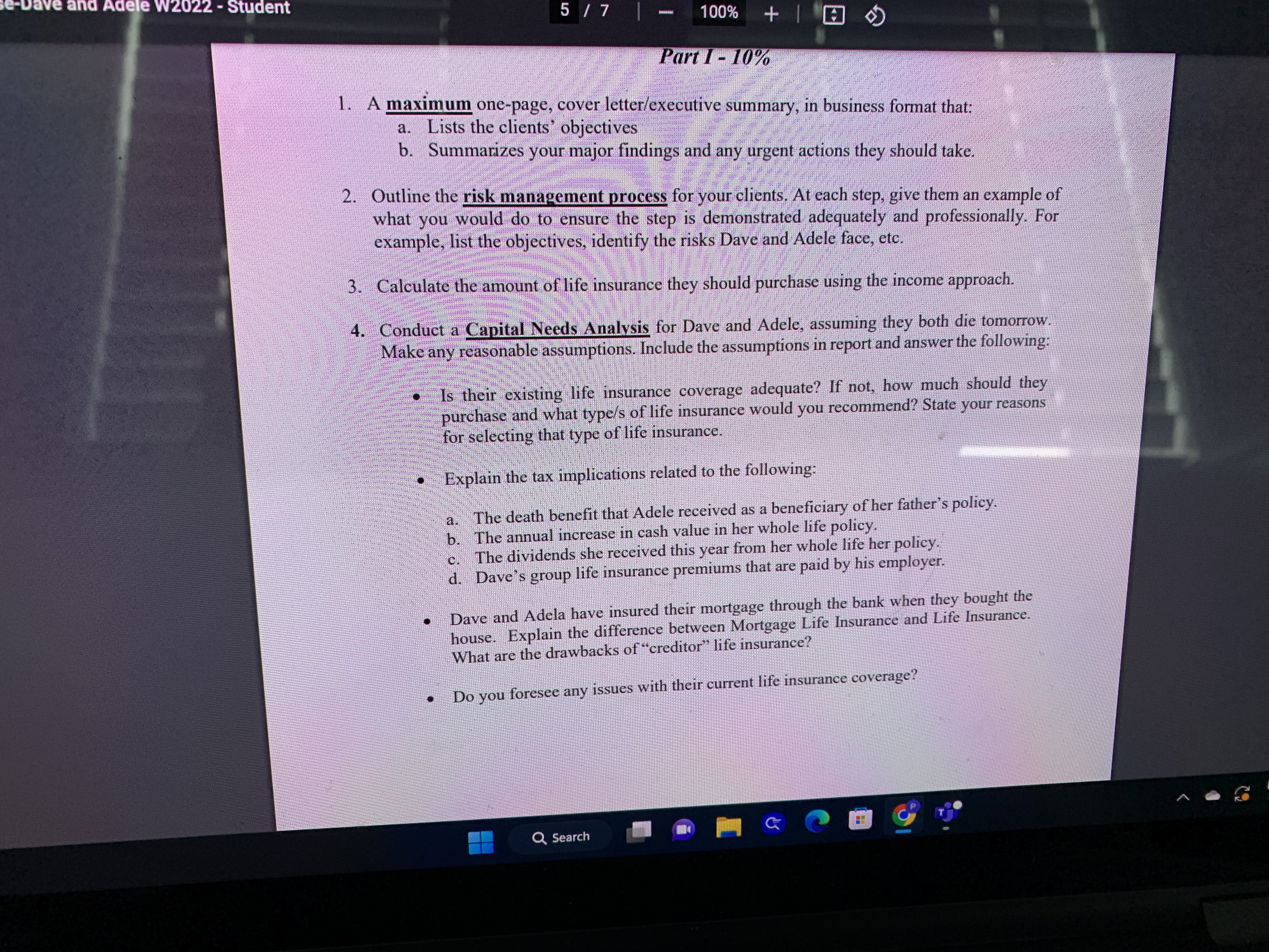 ave and Adele W2022-Student 5 / 7 100% + Part I -10%