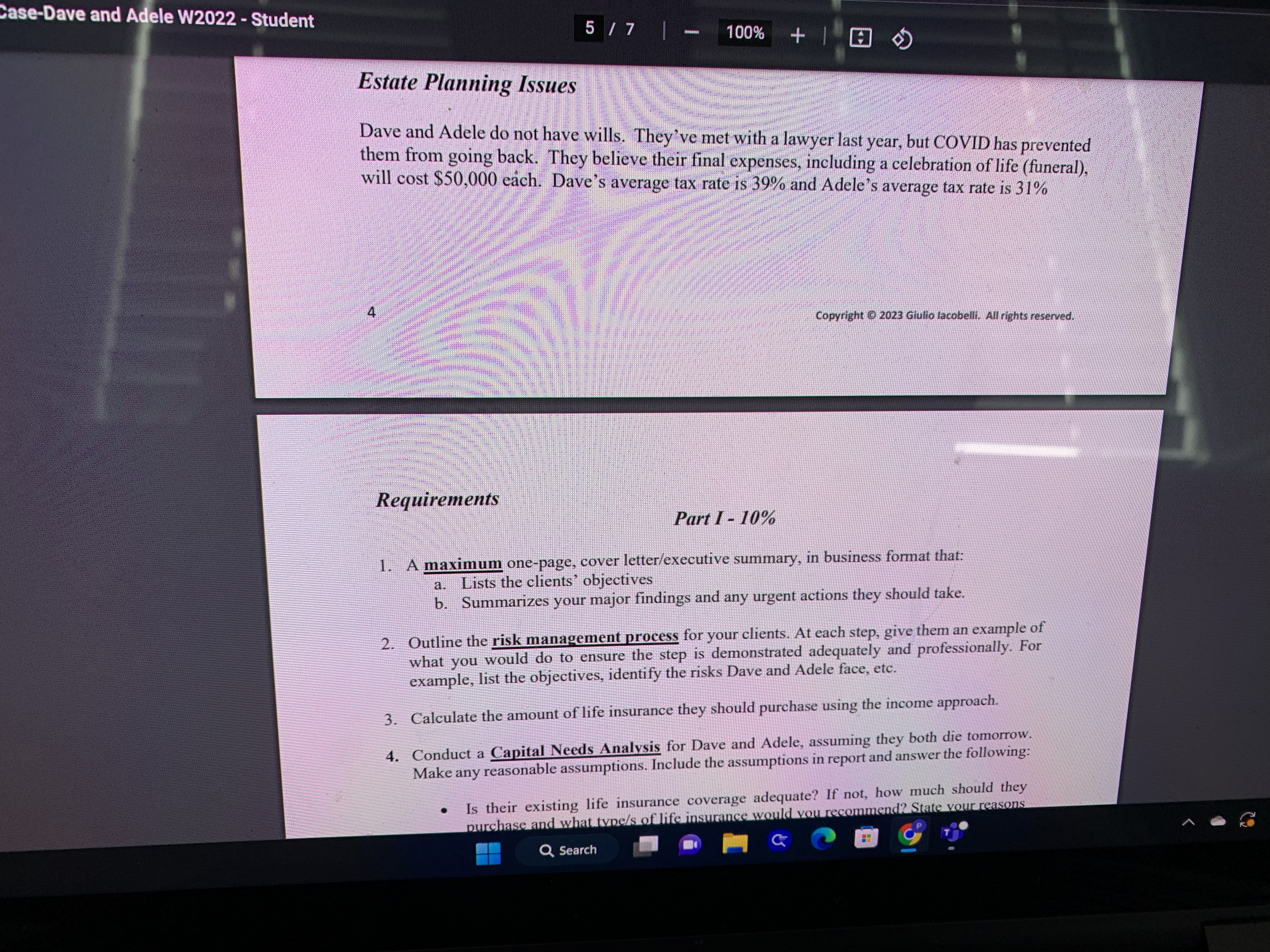 Lists the clients' objectives b. Summarizes your major findings and any urgent