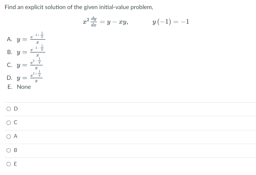 Find an explicit solution of the given initial-value problem, dy x2 dx