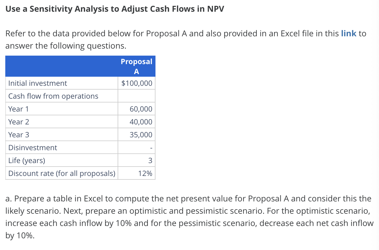 Use a Sensitivity Analysis to Adjust Cash Flows in NPV Refer to