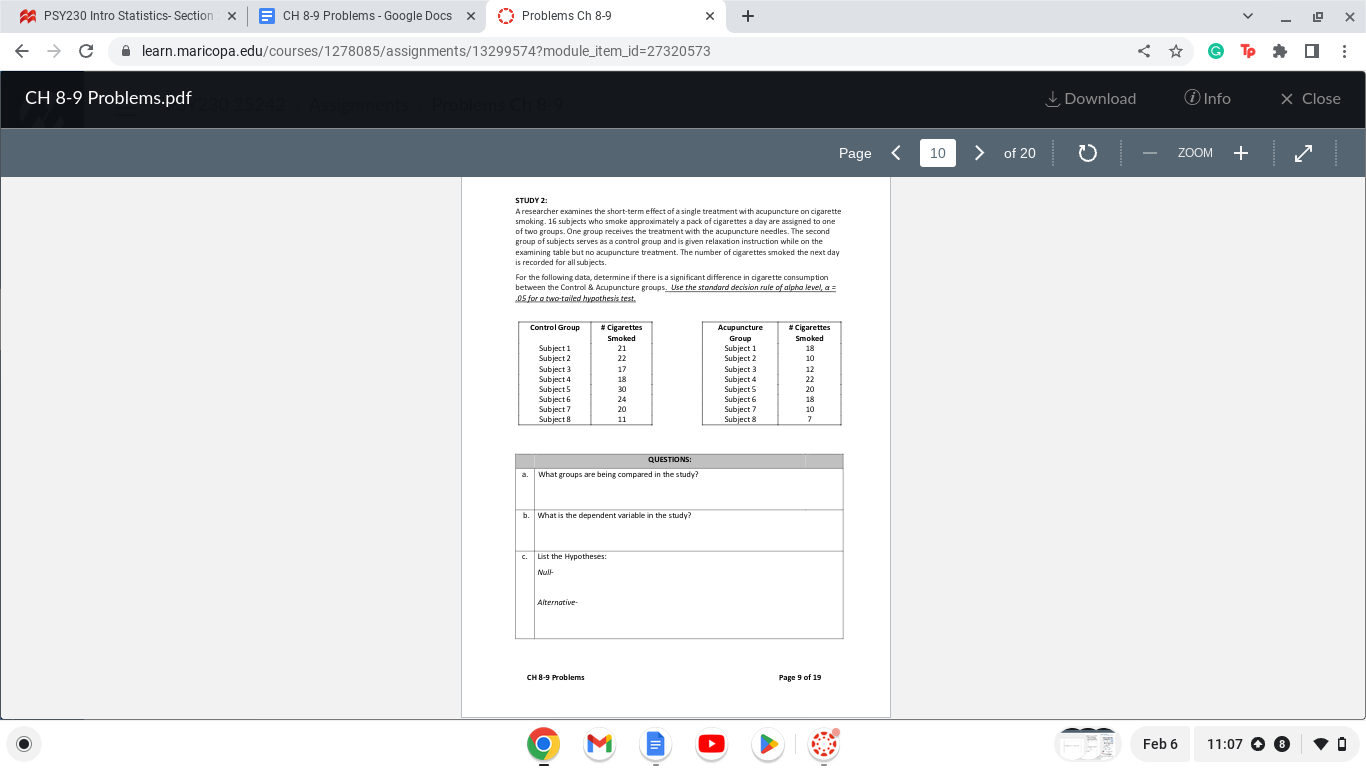 t Tests: For the examples below, go through the steps of hypothesis