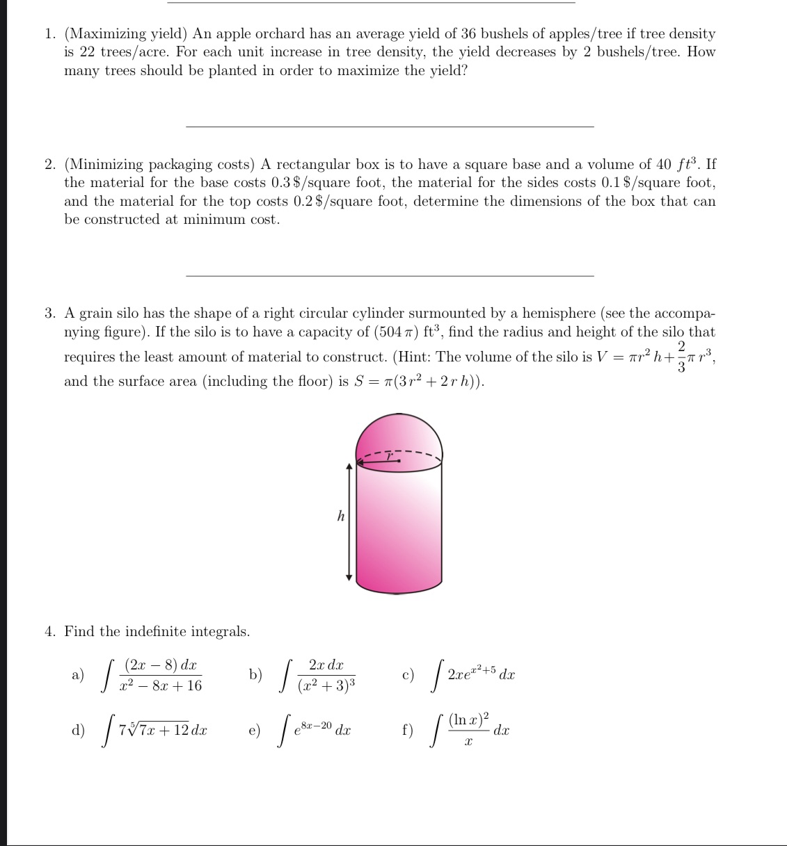 1. (Maximizing yield) An apple orchard has an average yield of 36