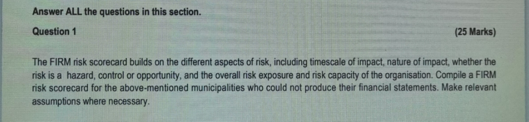 Answer ALL the questions in this section. Question 1 (25 Marks) The