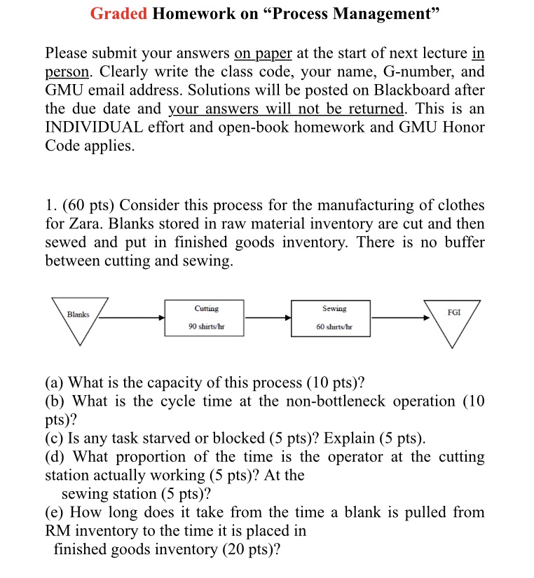 Graded Homework on "Process Management" Please submit your answers on paper at