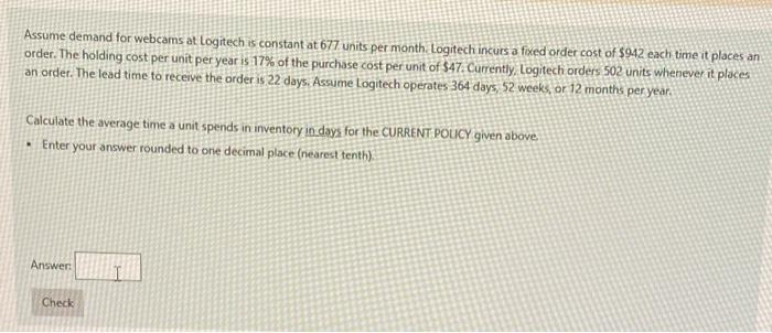 month Logitech incurs a find order cost of 8942 each time place