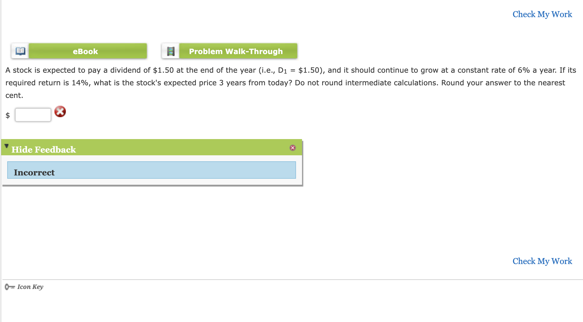 Check My Work eBook Problem Walk-Through A stock is expected to pay