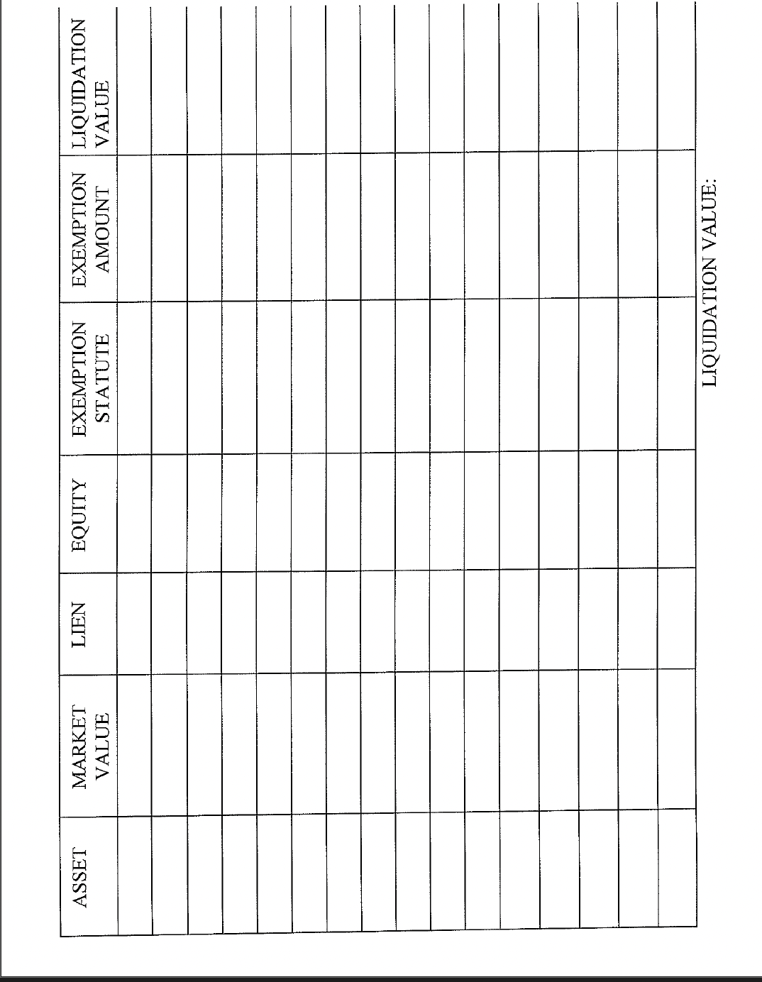 ASSET MARKET VALUE LIEN EQUITY EXEMPTION EXEMPTION LIQUIDATION STATUTE AMOUNT VALUE LIQUIDATION
