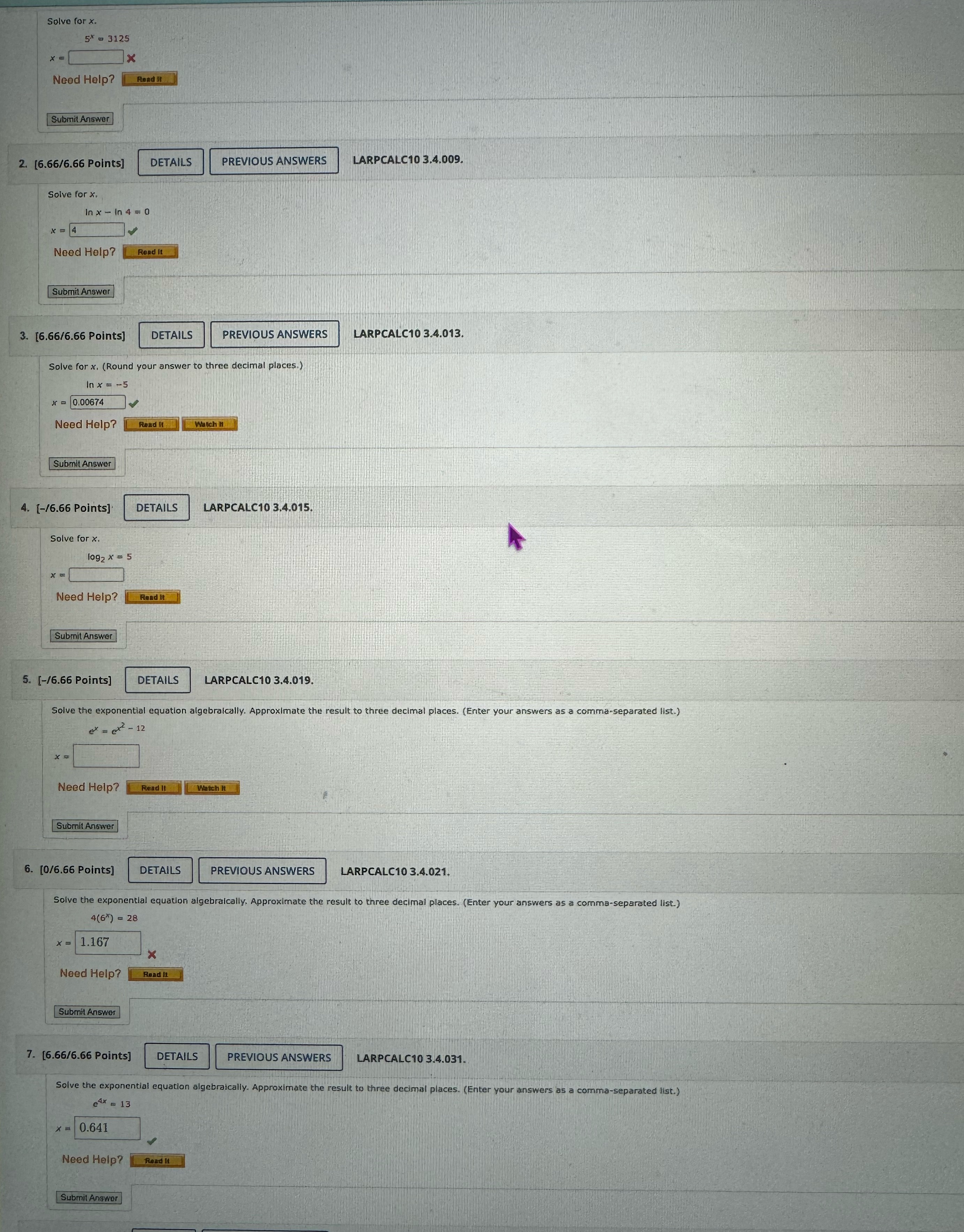 Solve for x. 5% - 3125 XA Need Help? Submit Answer x