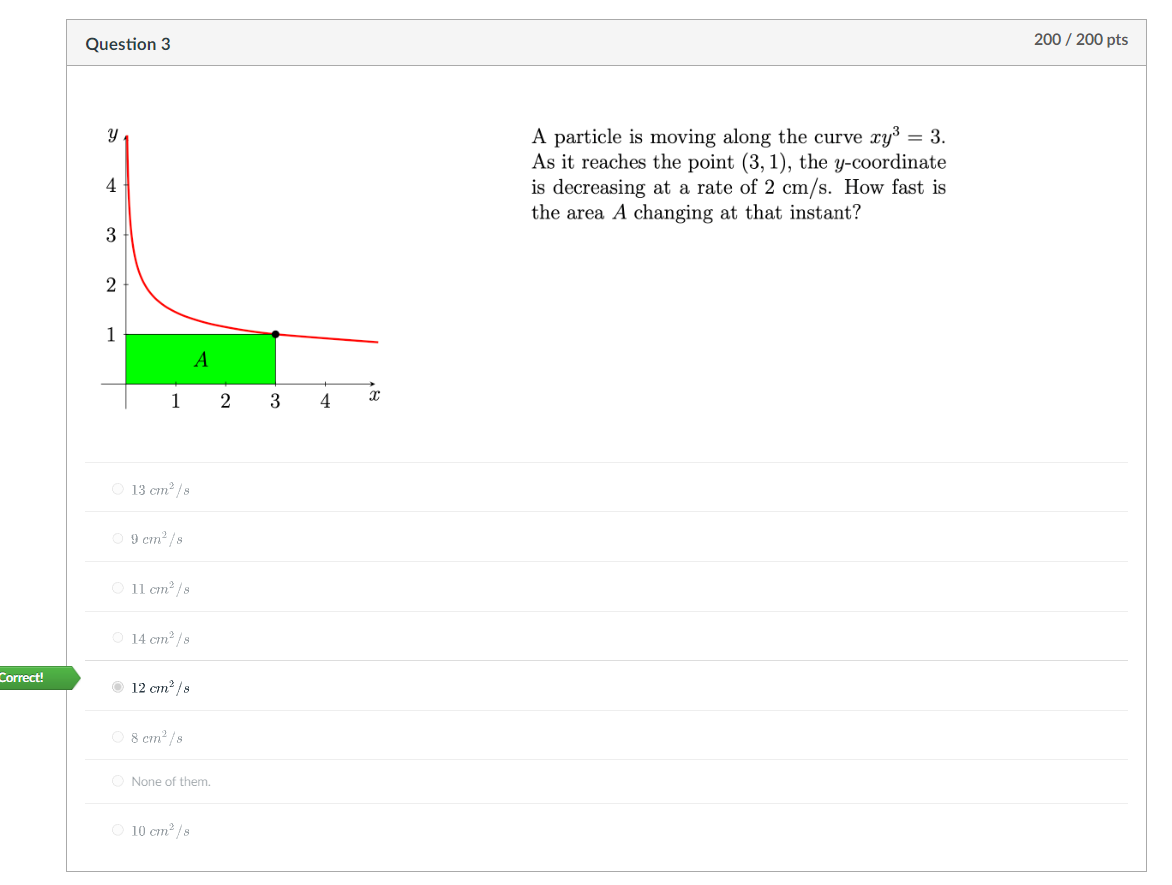 Correct! Question 3 y 4 3 2 1 A 1 2 3