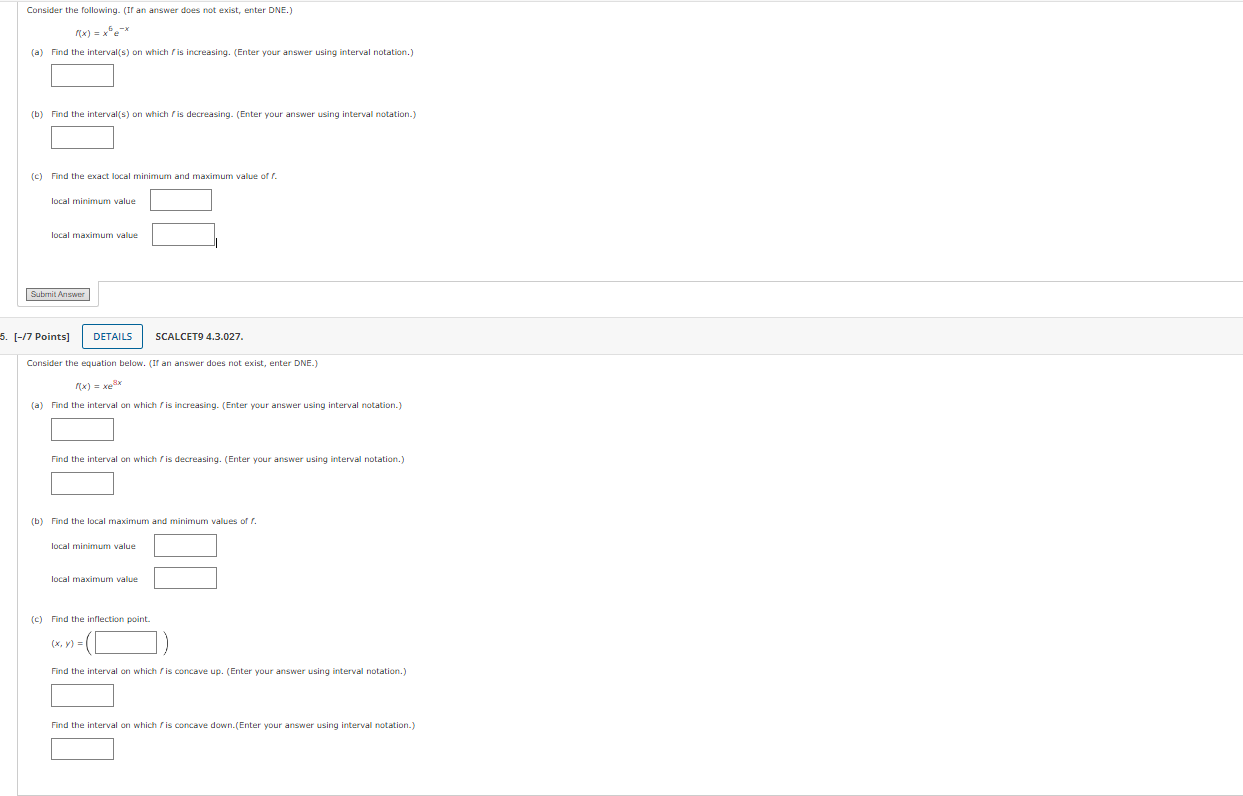 Consider the following. (If an answer does not exist, enter DNE.) (a)
