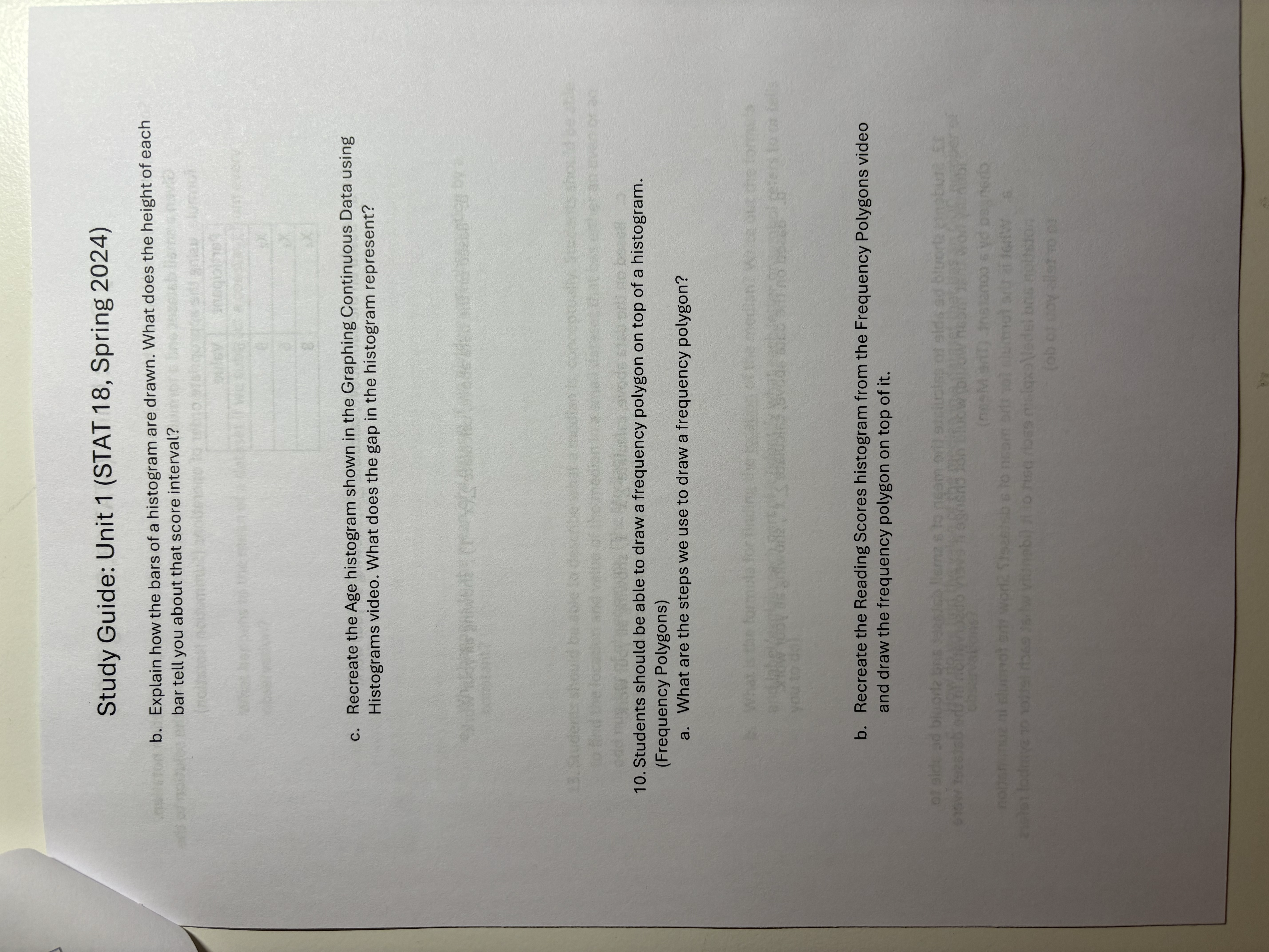 Study Guide: Unit 1 (STAT 18, Spring 2024) b. Explain how the