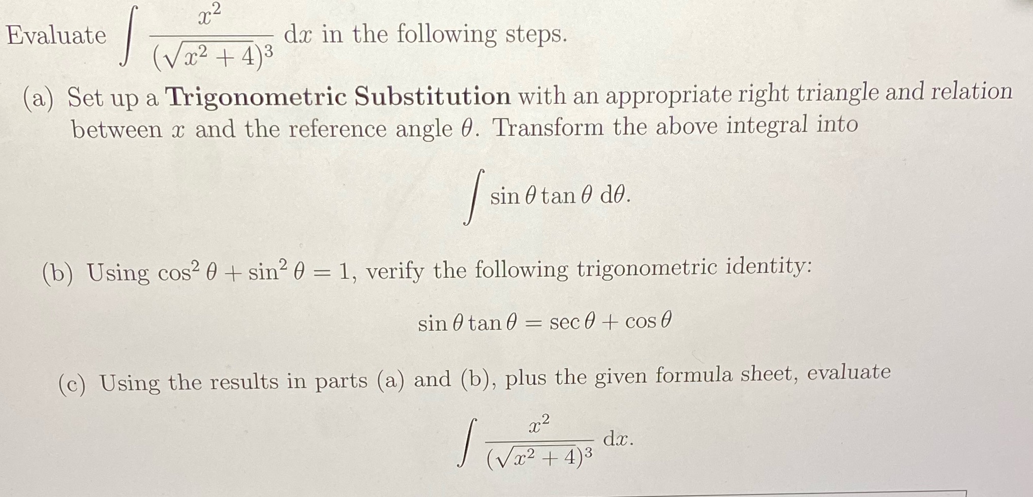 x2 Evaluate (x + 4)3 dx in the following steps. (a) Set