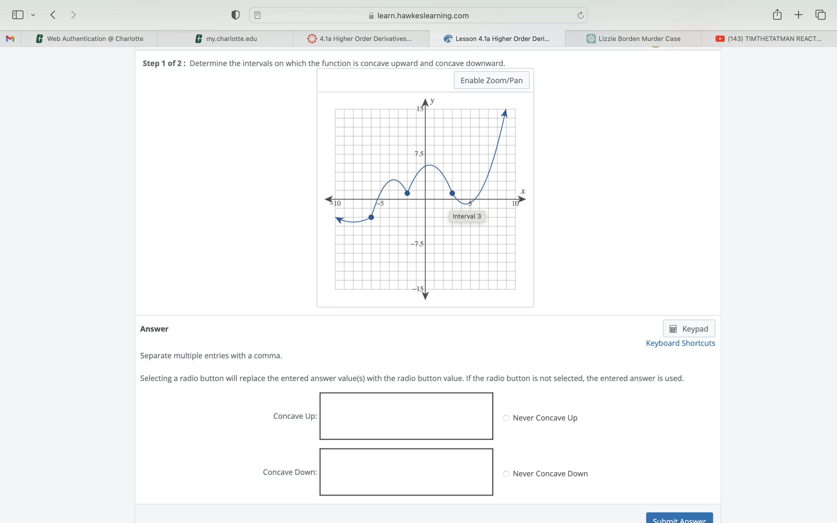 + < > Web Authentication @ Charlotte + my.charlotte.edu learn.hawkeslearning.com 4.1a Higher