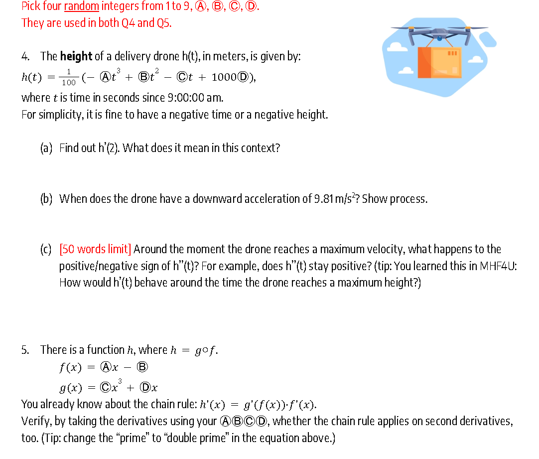 Pick four random integers from 1 to 9, A, B, C, D.