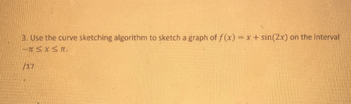 3. Use the curve sketching algorithm to sketch a graph of f(x)