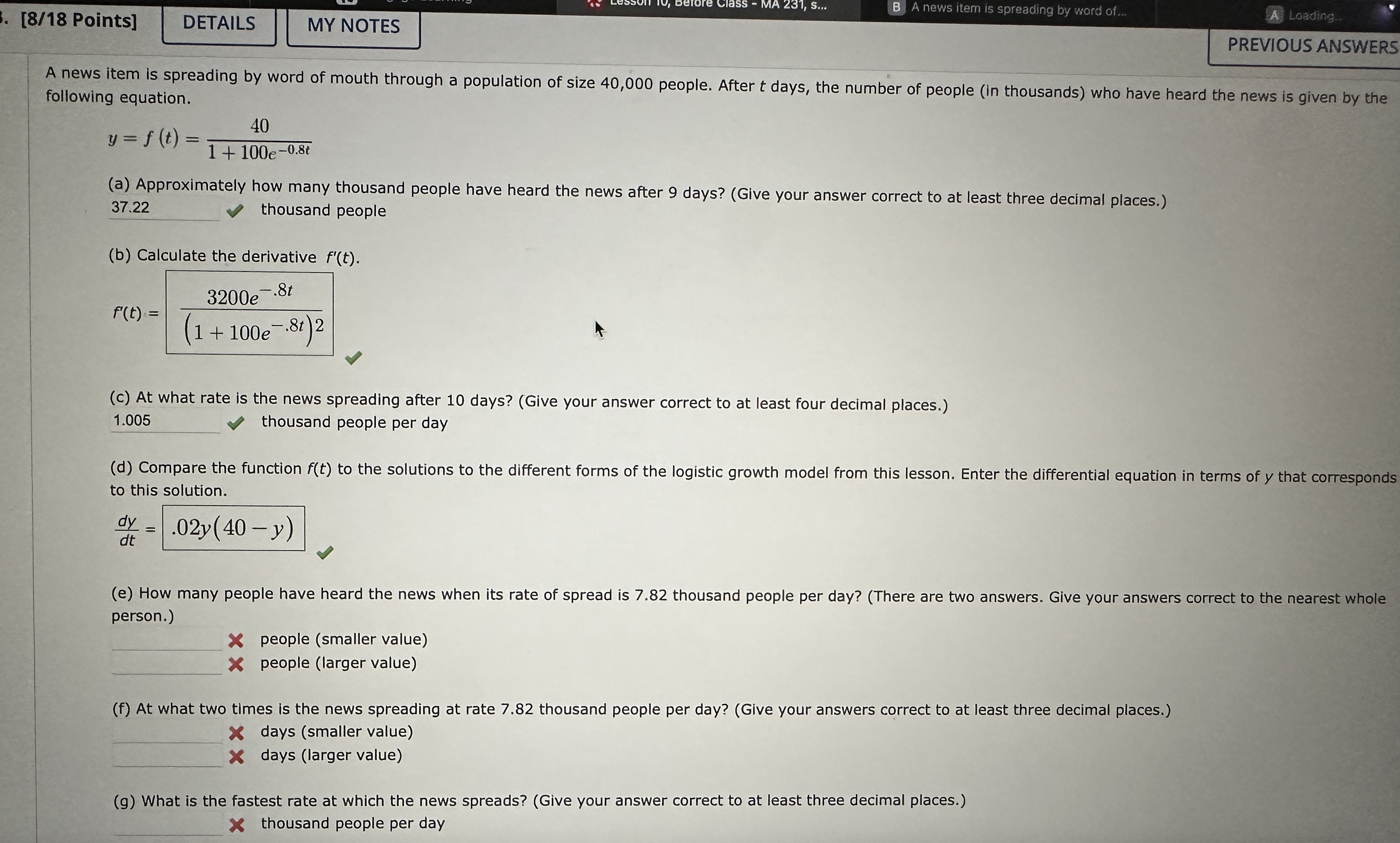 B. [8/18 Points] DETAILS MY NOTES Before Class MA 231, s... B