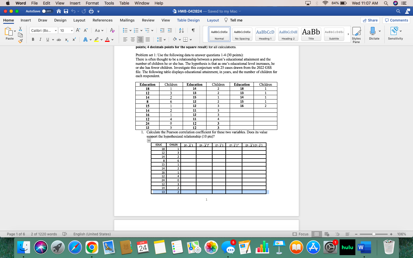 Word File Edit View Insert Format Tools Table Window Help 84% Wed