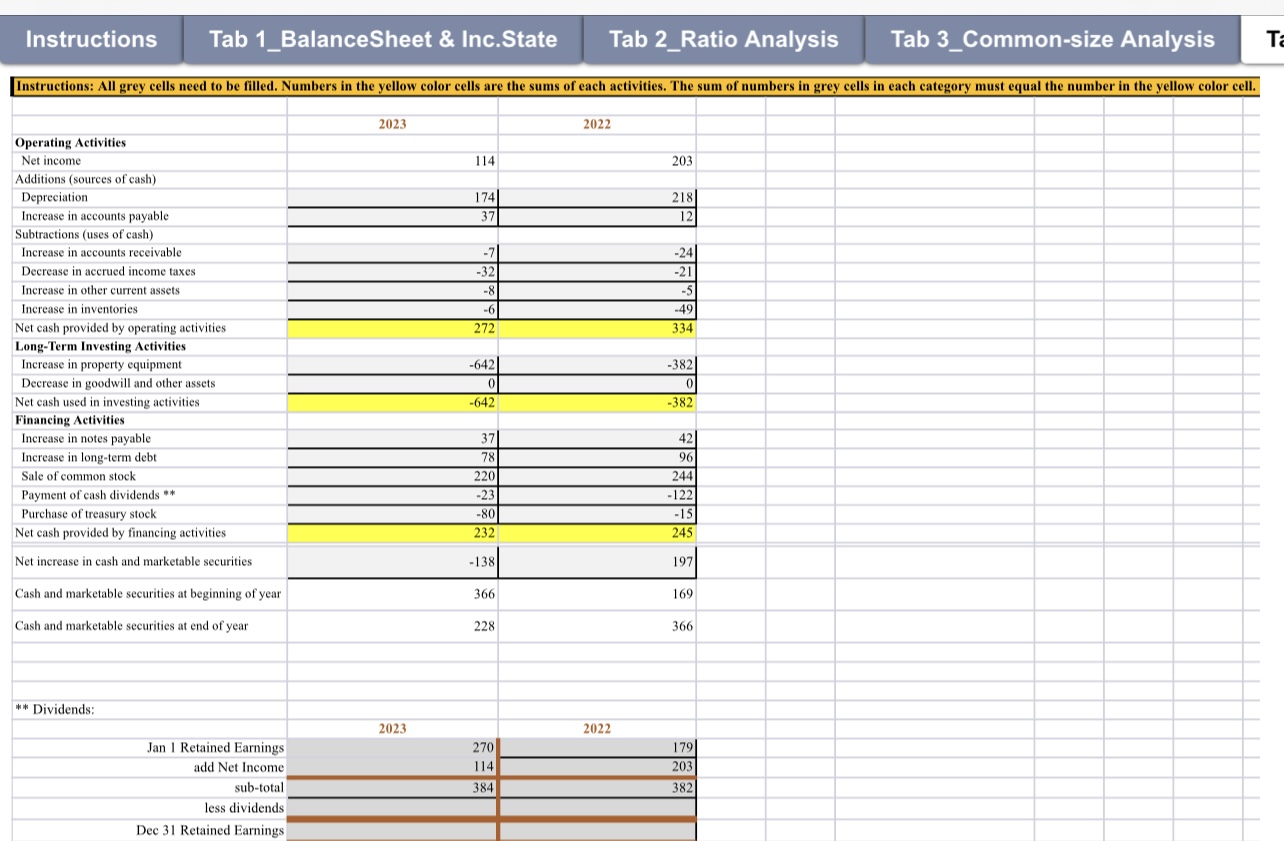 Instructions Tab 1 Balance Sheet & Inc.State Tab 2 Ratio Analysis Tab