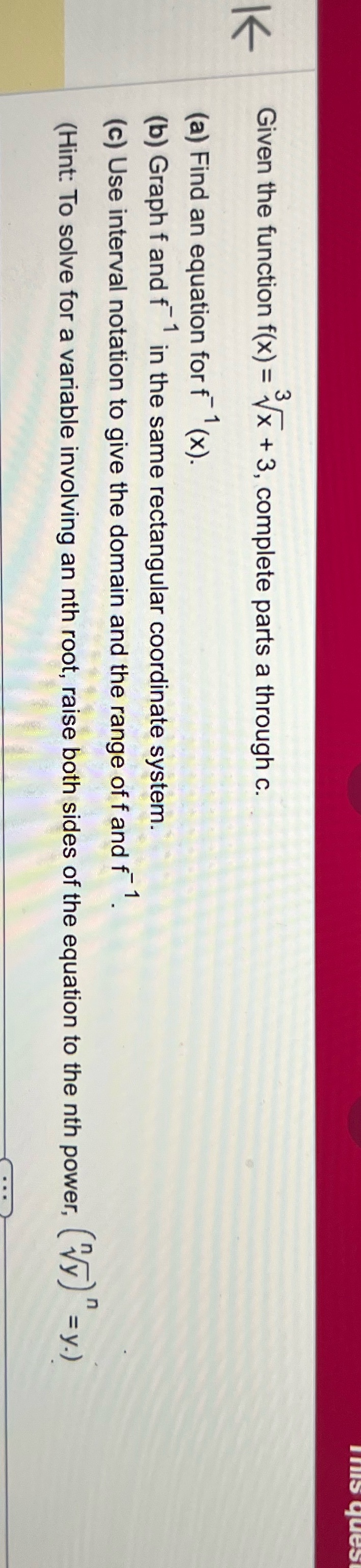 K Given the function f(x) = 3x + 3, complete parts a