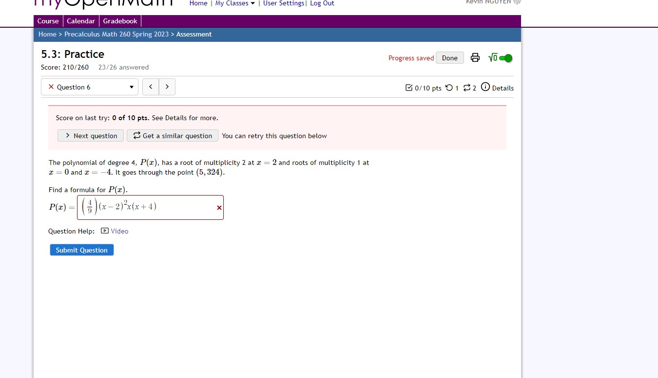 answered Question 8 < > Score on last try: 0 of 10