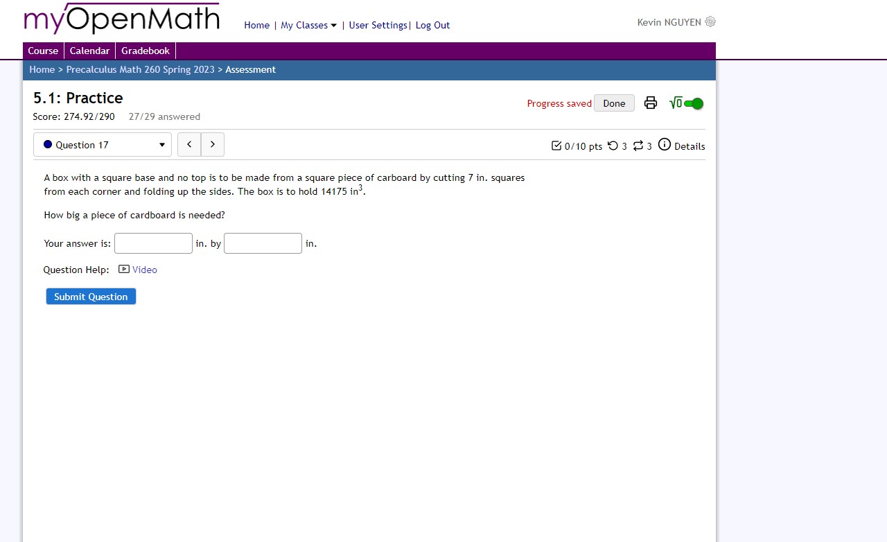 1 -4 3 4 5 Home | My Classes | User Settings