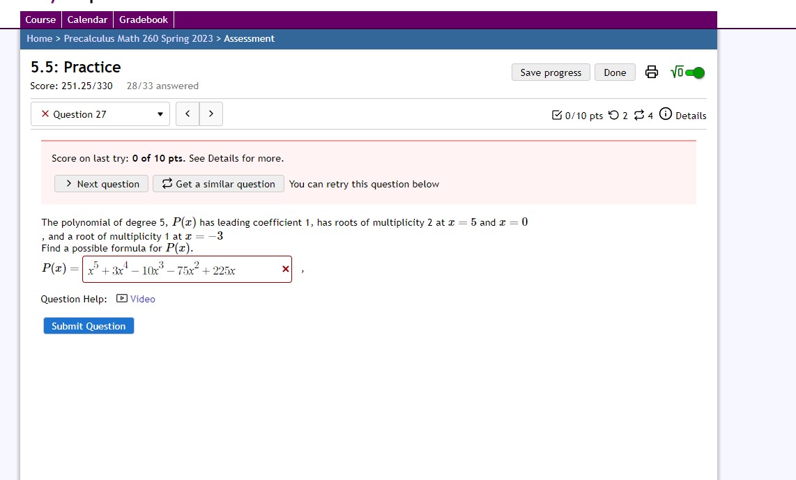 Score on last try: 0 of 10 pts. See Details for more.