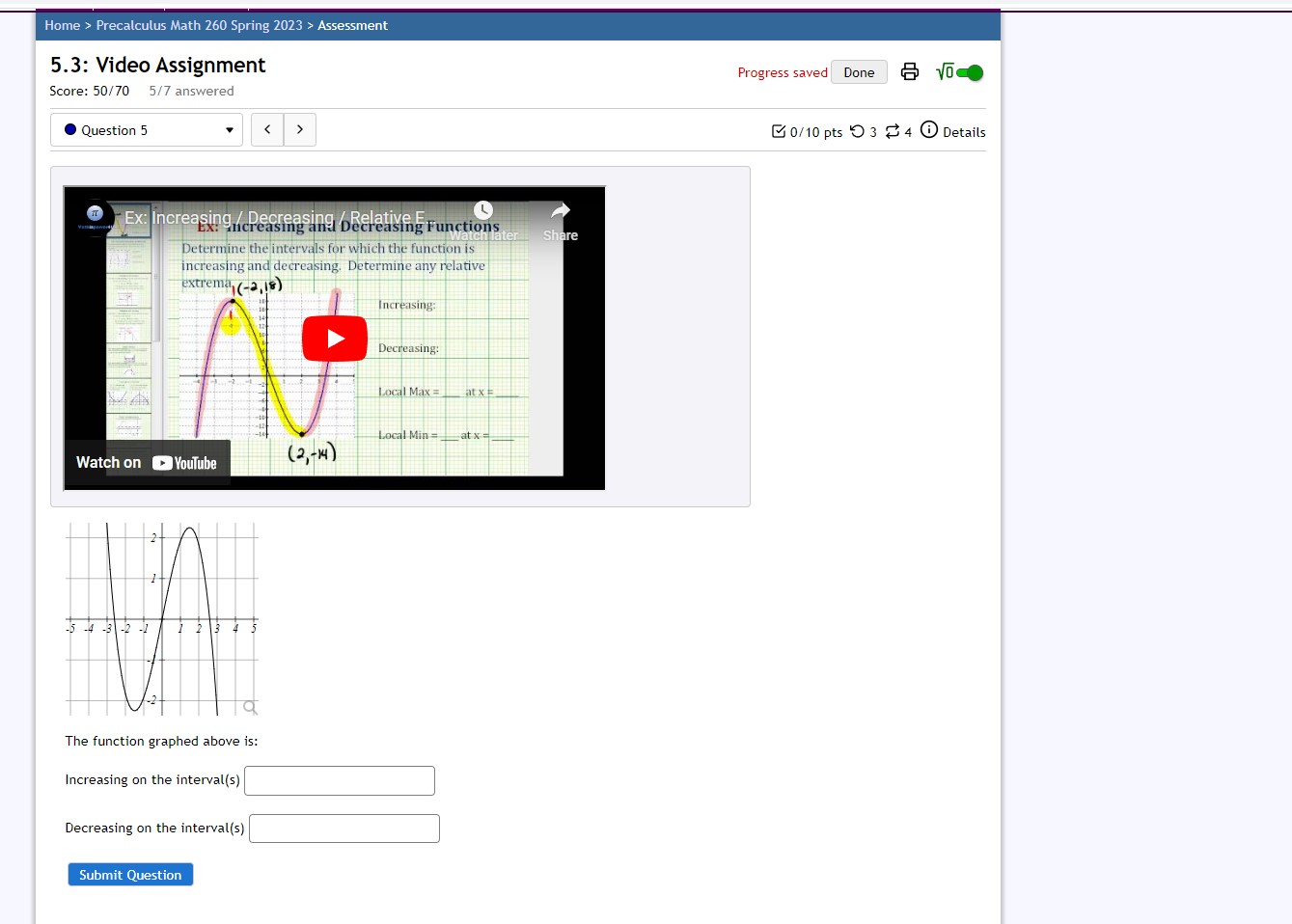 Find a formula for P(x). P(x) = ( )(x- (x-2)x(x+4) Question Help: