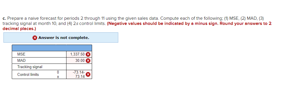 a. Naive. Number of requests b. A four-period moving average. (Round your