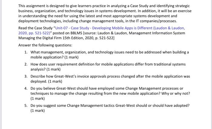 This assignment is designed to give learners practice in analyzing a Case