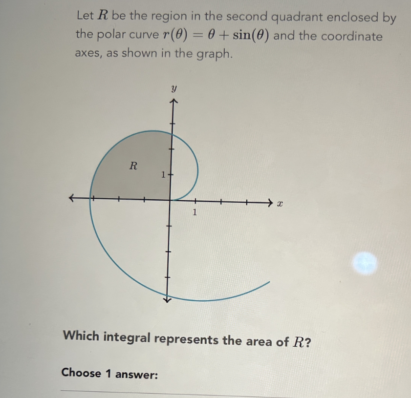 Let R be the region in the second quadrant enclosed by the